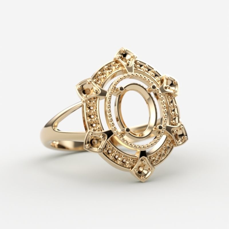 Women ring with gems 3dm stl vintage 3D print model_13