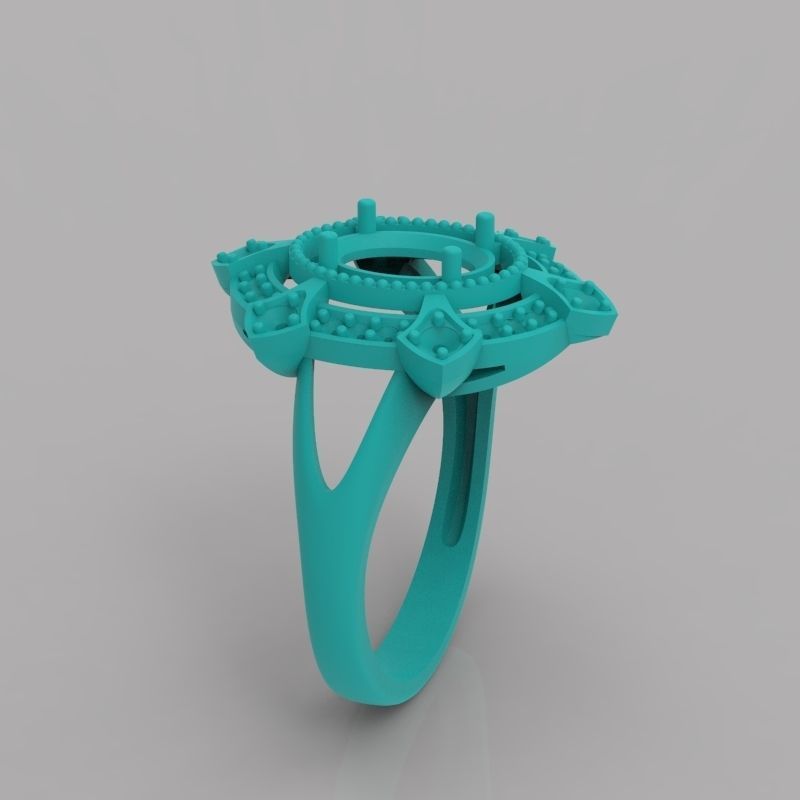 Women ring with gems 3dm stl vintage 3D print model_19