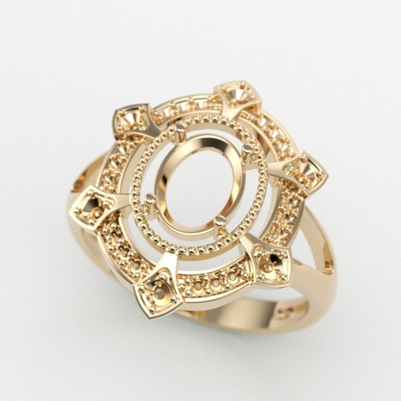 Women ring with gems 3dm stl vintage 3D print model_14