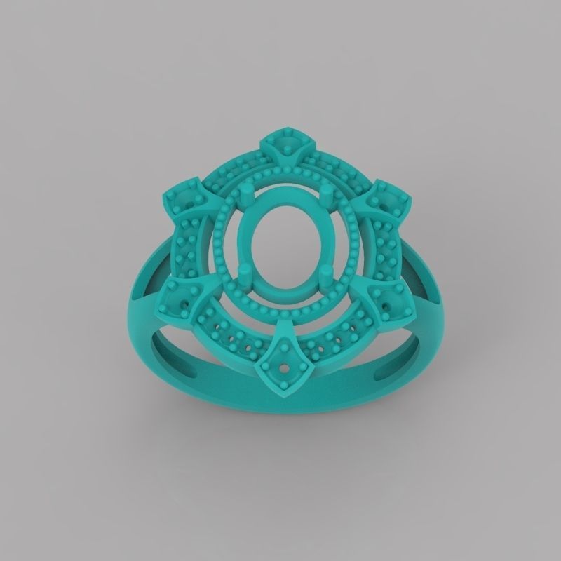 Women ring with gems 3dm stl vintage 3D print model_18