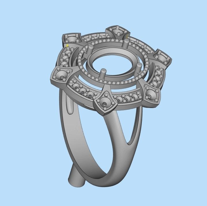 Women ring with gems 3dm stl vintage 3D print model_30