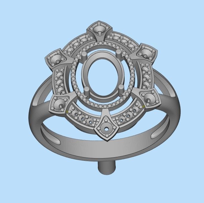 Women ring with gems 3dm stl vintage 3D print model_34
