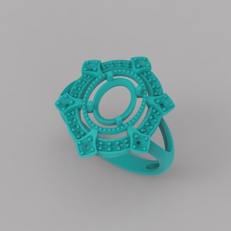 Women ring with gems 3dm stl vintage 3D print model_15