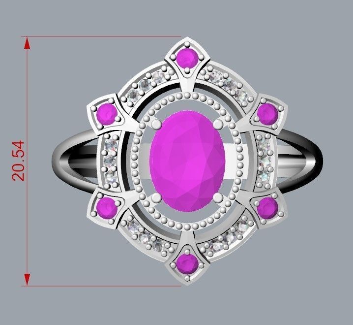 Women ring with gems 3dm stl vintage 3D print model_23