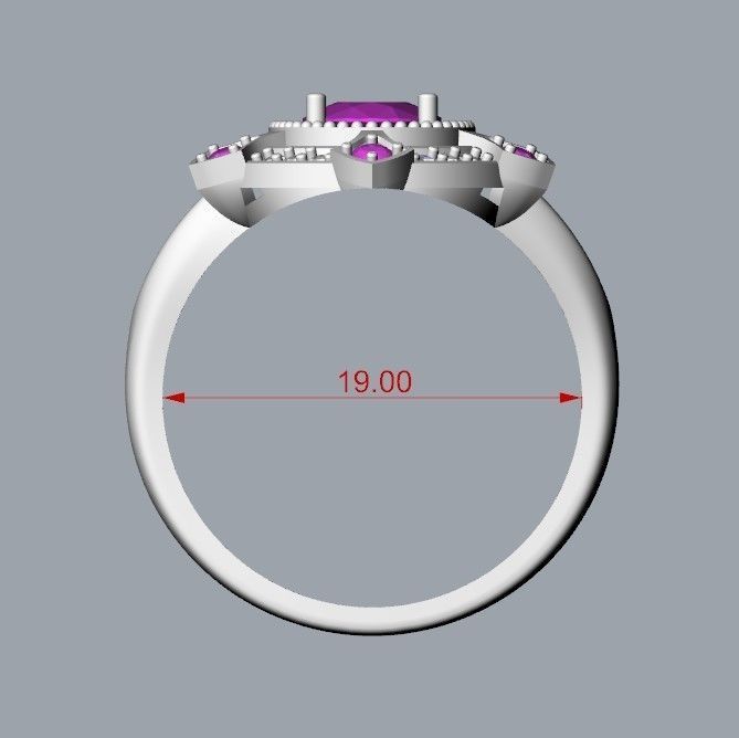 Women ring with gems 3dm stl vintage 3D print model_24