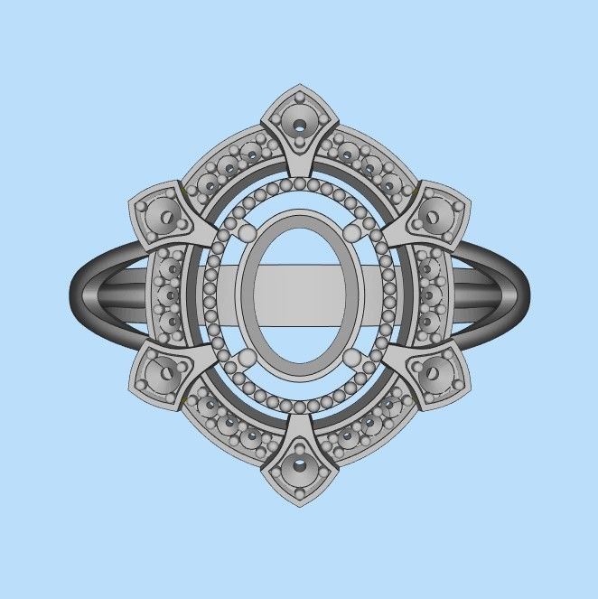 Women ring with gems 3dm stl vintage 3D print model_36