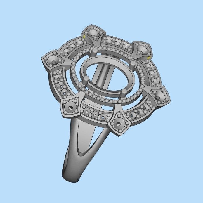 Women ring with gems 3dm stl vintage 3D print model_32