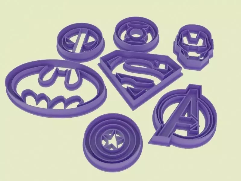 Super hero logo cookie cutters set 3D print model_0