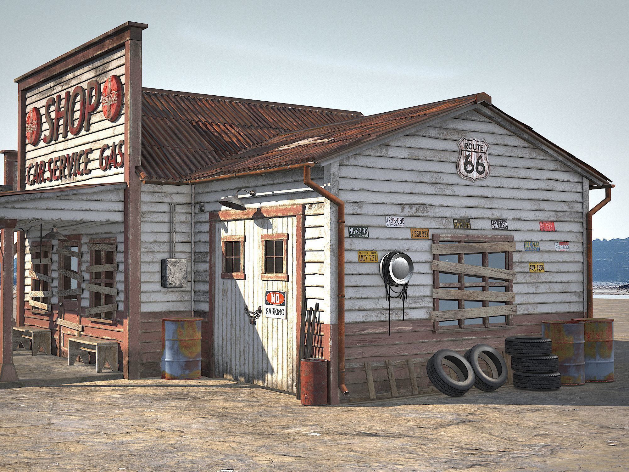 Abandoned Gas station Route 66 3D model_9