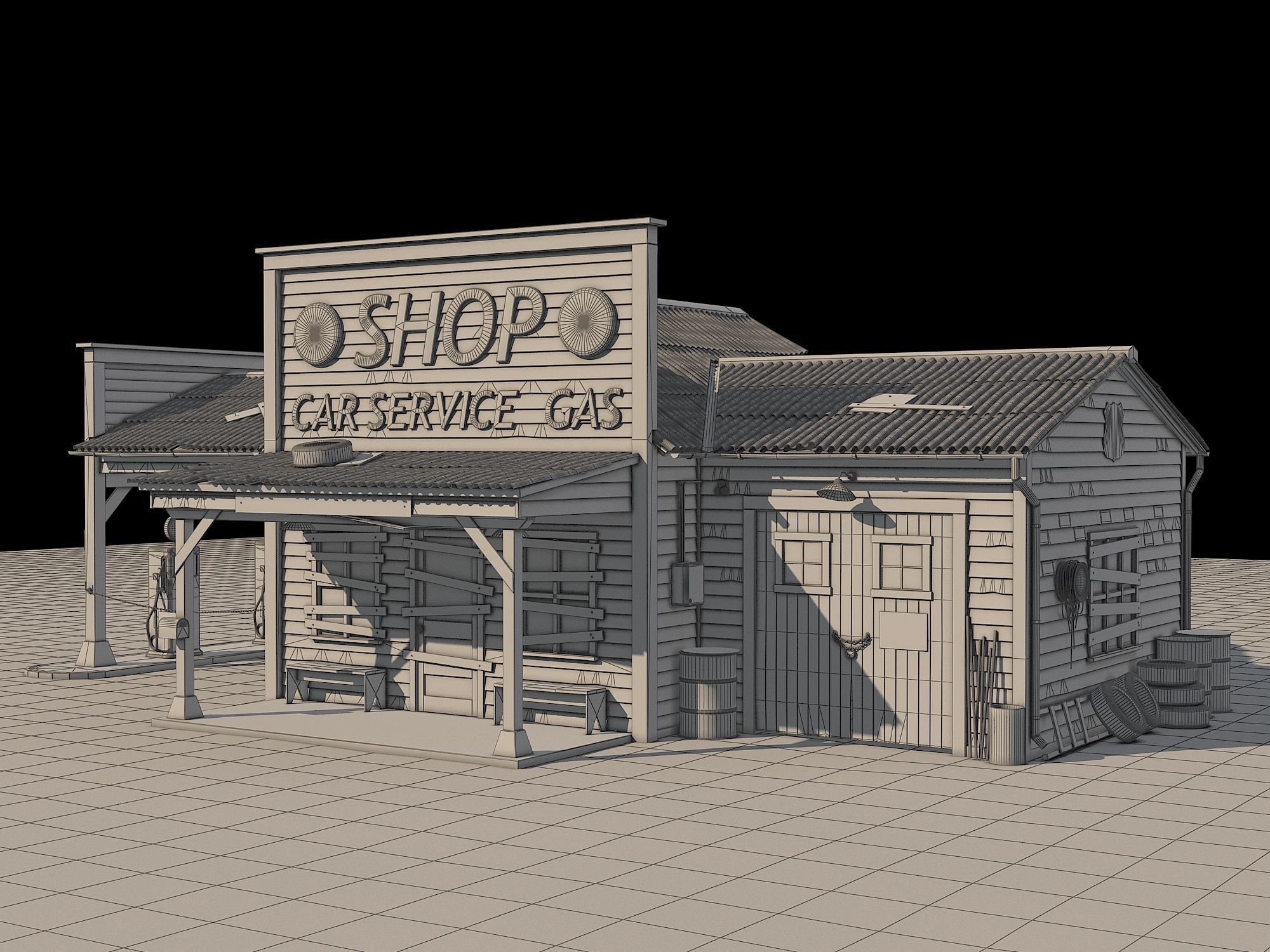 Abandoned Gas station Route 66 3D model_18