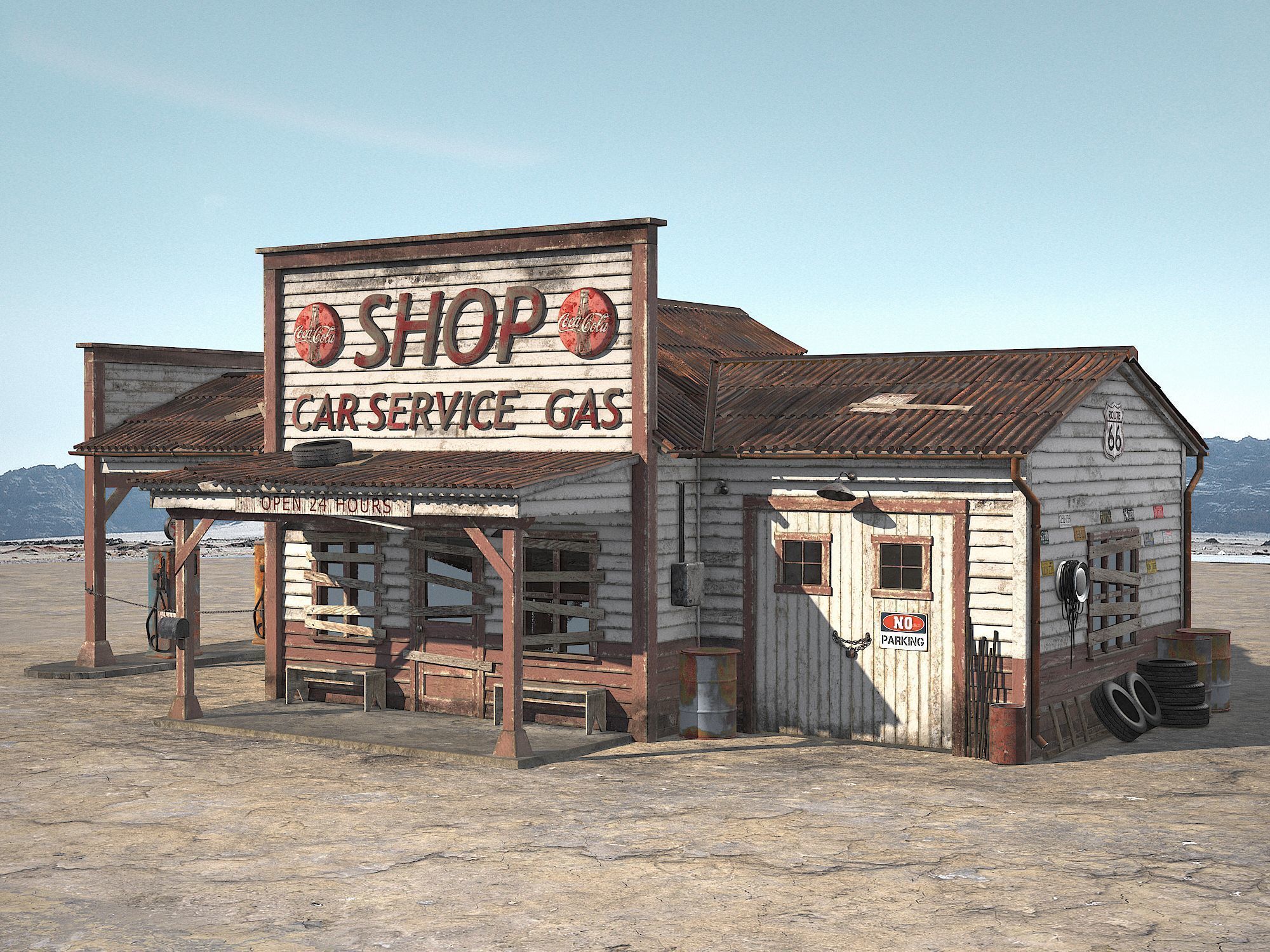 Abandoned Gas station Route 66 3D model_1
