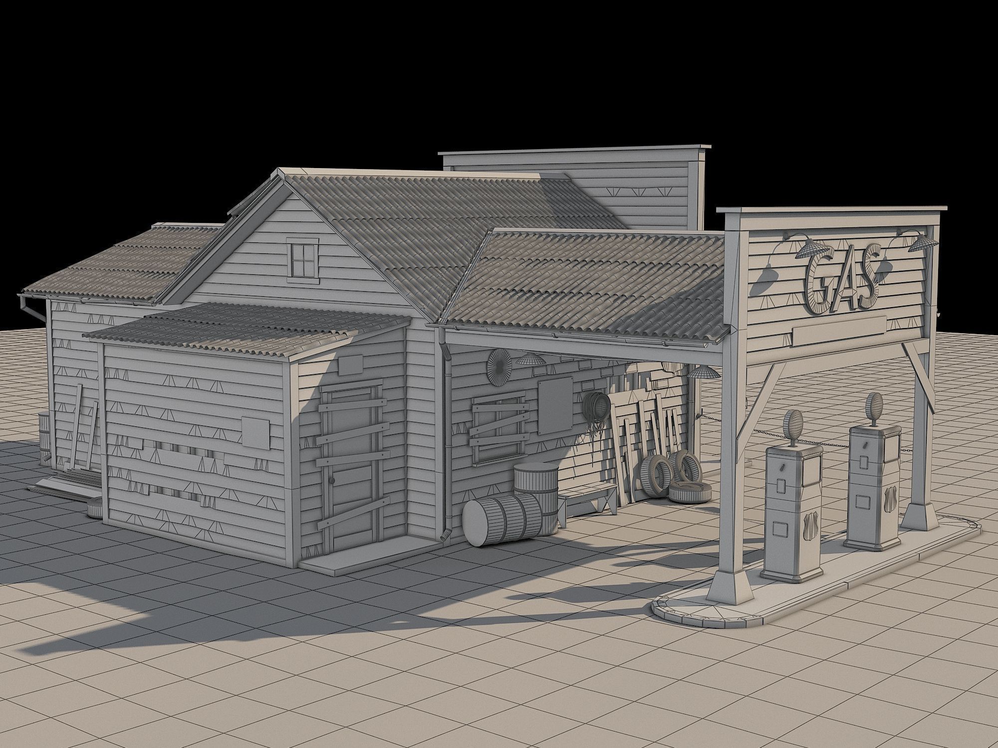 Abandoned Gas station Route 66 3D model_17