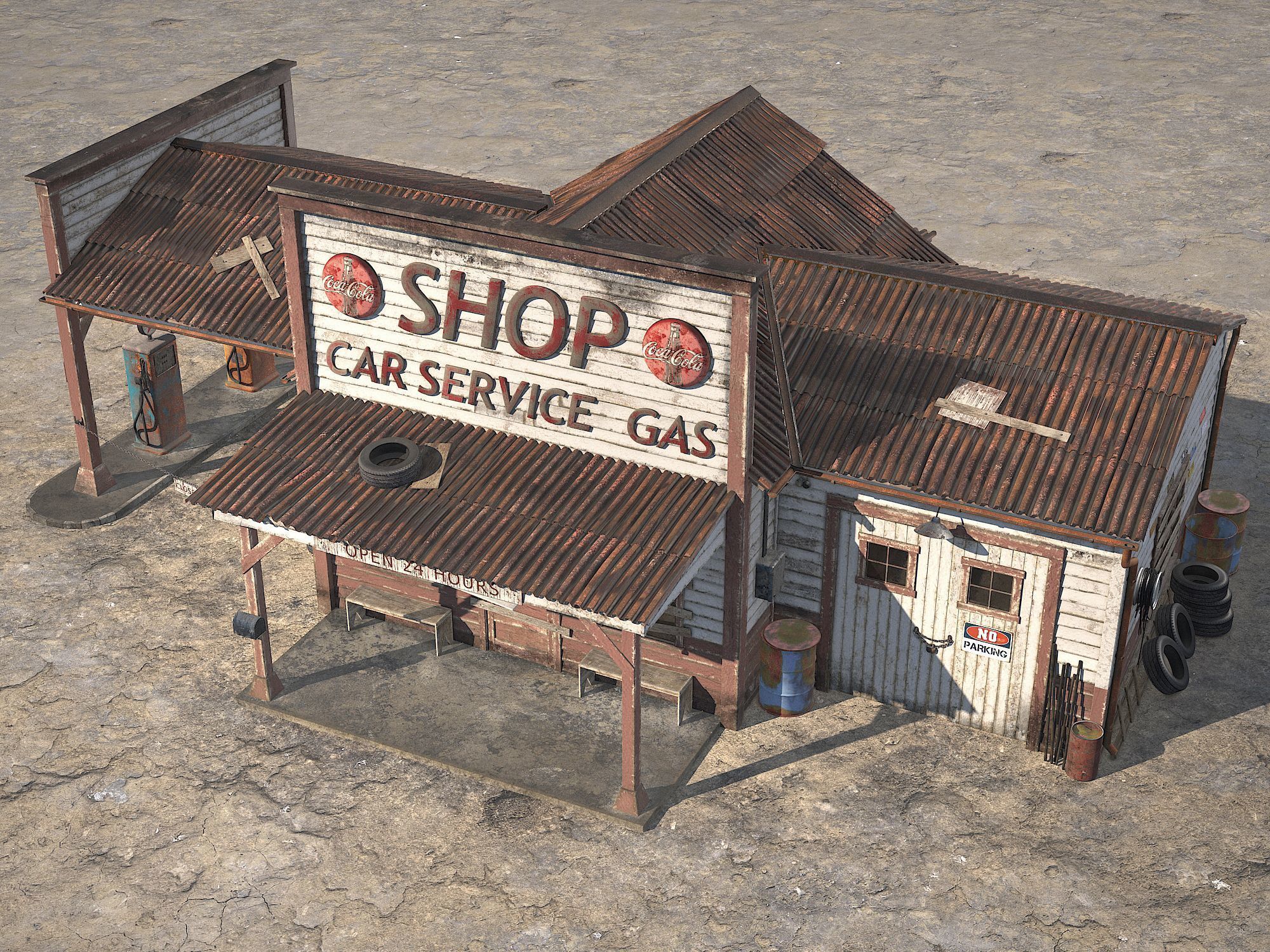 Abandoned Gas station Route 66 3D model_3