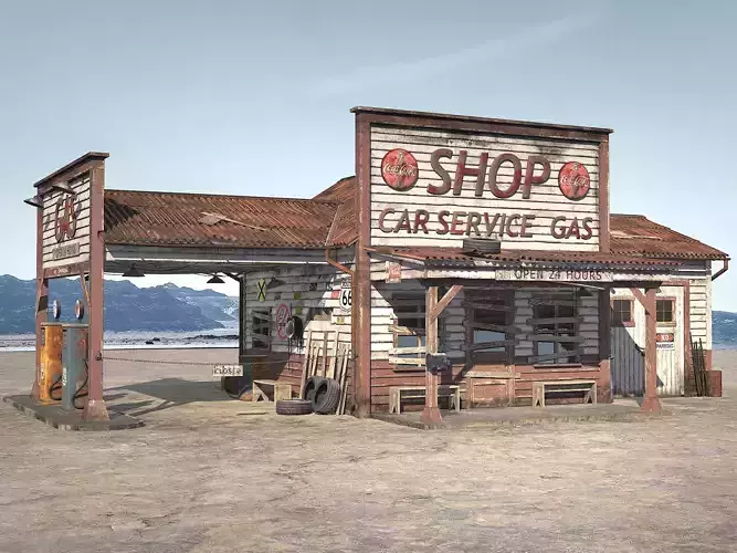 Abandoned Gas station Route 66 3D model