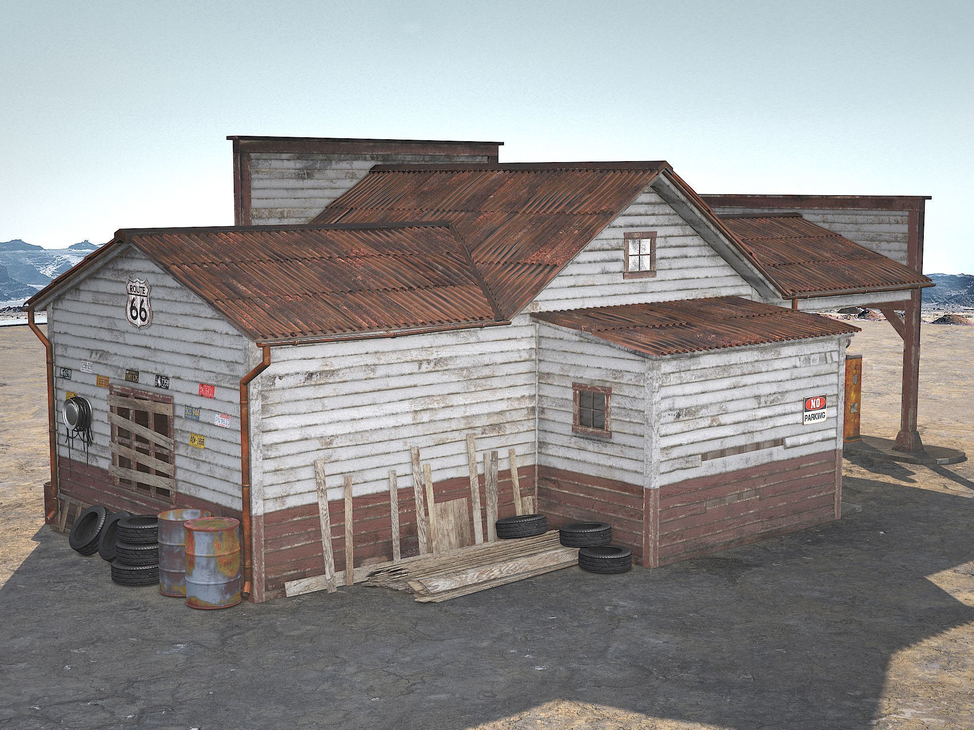 Abandoned Gas station Route 66 3D model_5
