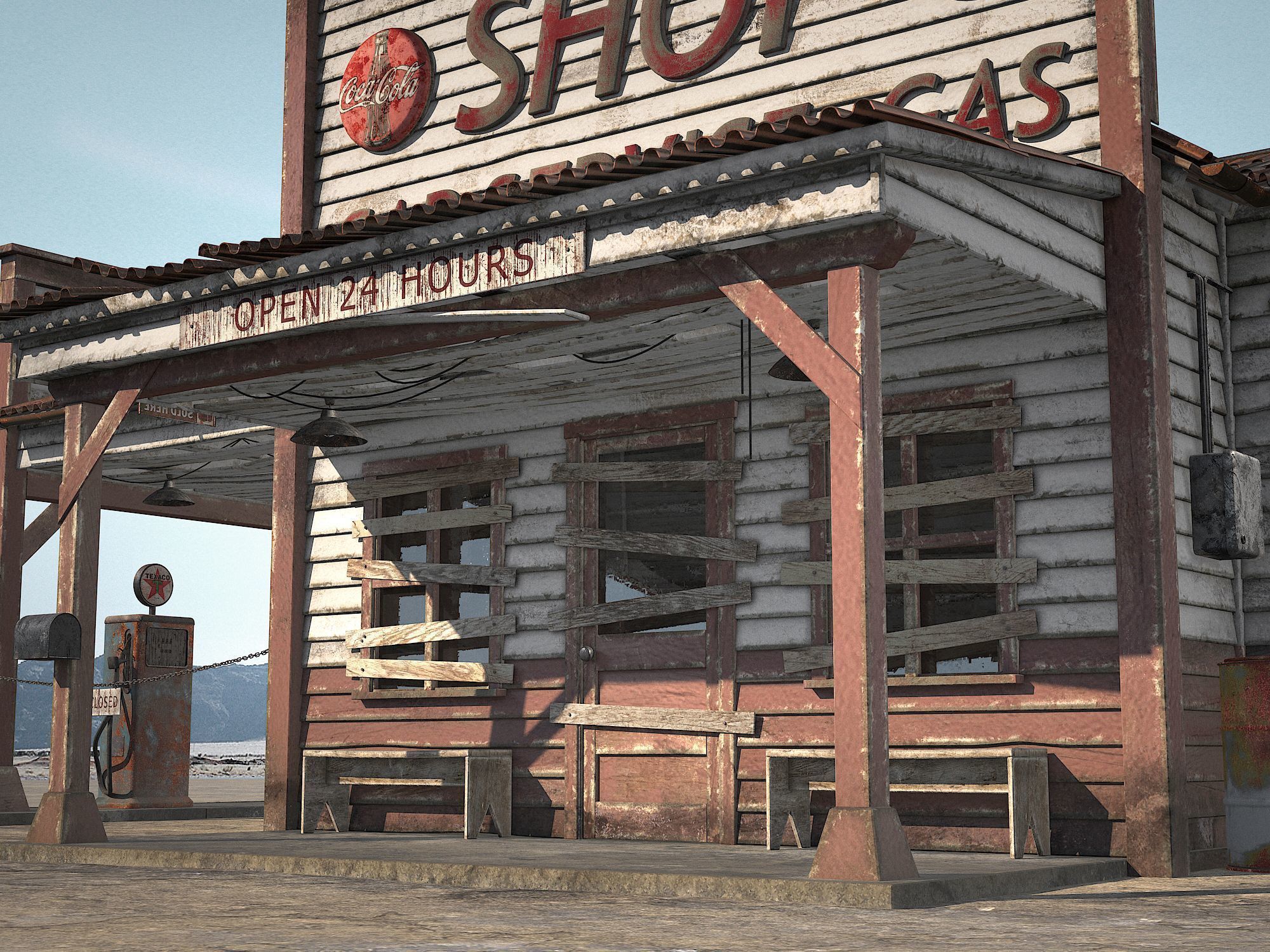 Abandoned Gas station Route 66 3D model_13