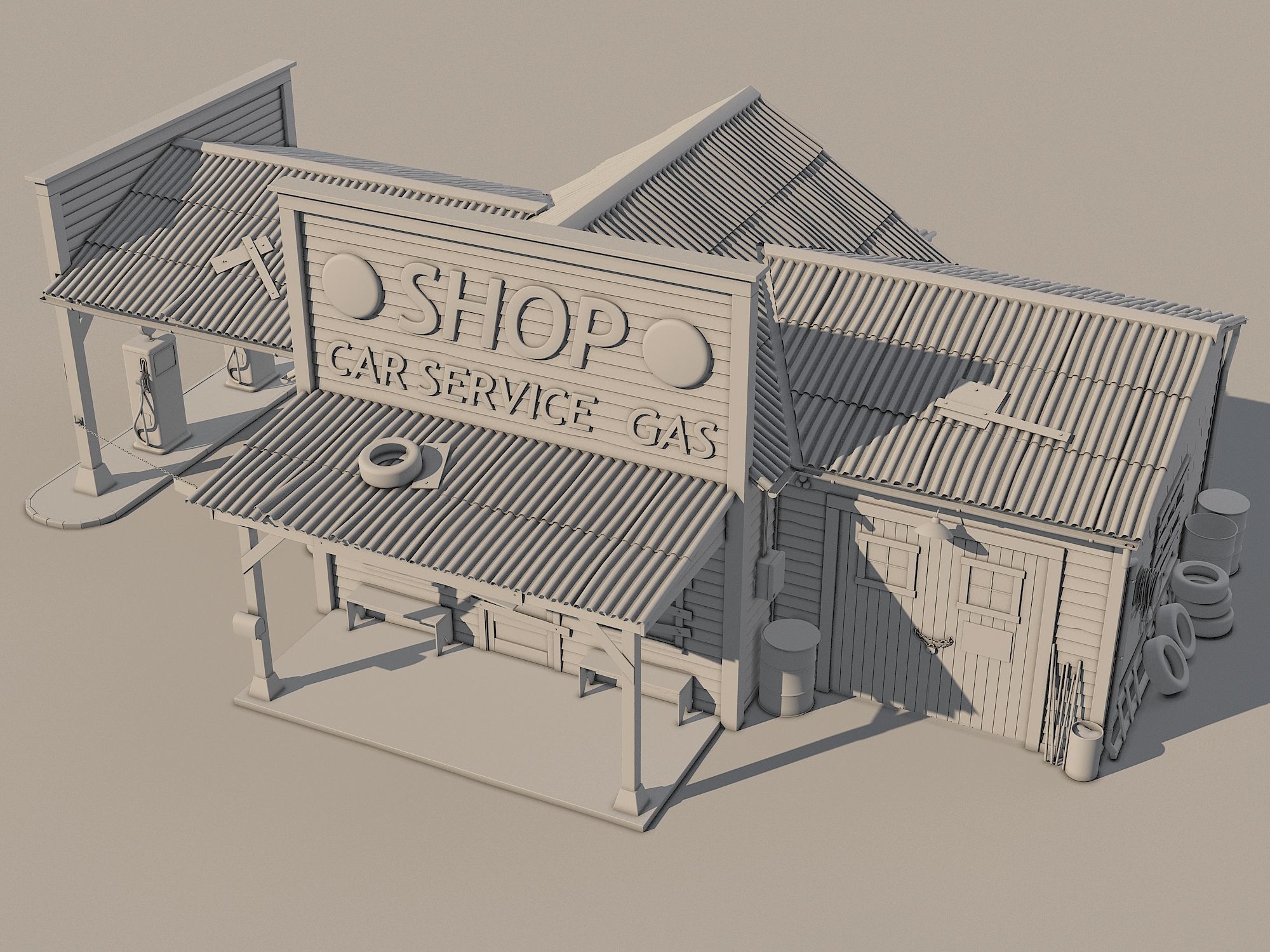 Abandoned Gas station Route 66 3D model_15