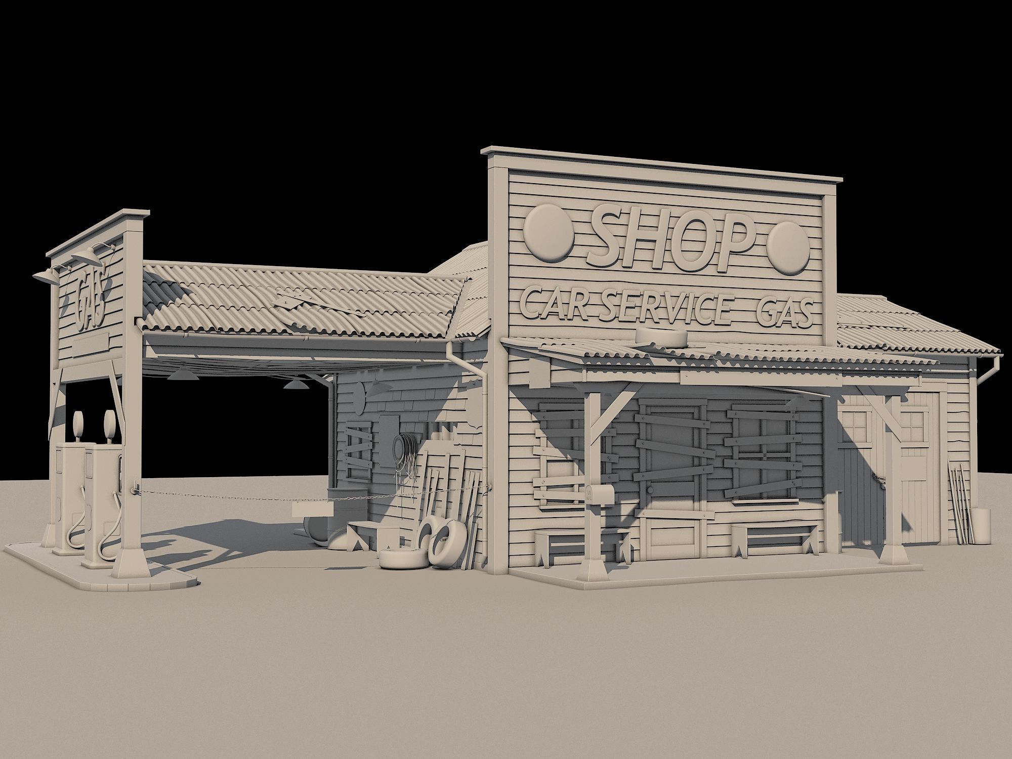 Abandoned Gas station Route 66 3D model_14