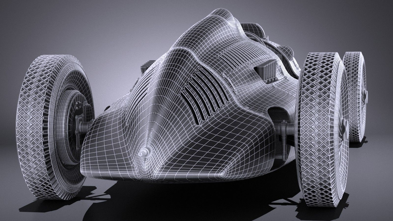 Auto Union Type D 1938 race car 3D model_10