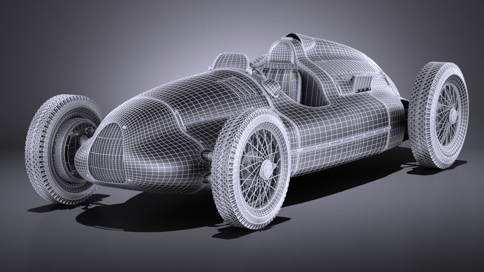 Auto Union Type D 1938 race car 3D model_9
