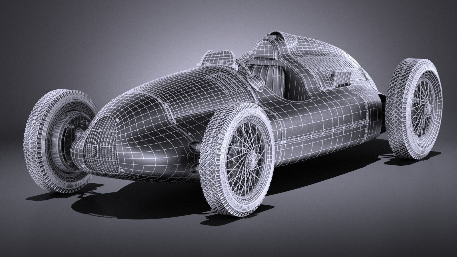 Auto Union Type D 1938 race car 3D model_11
