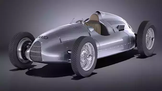Auto Union Type D 1938 race car 3D model