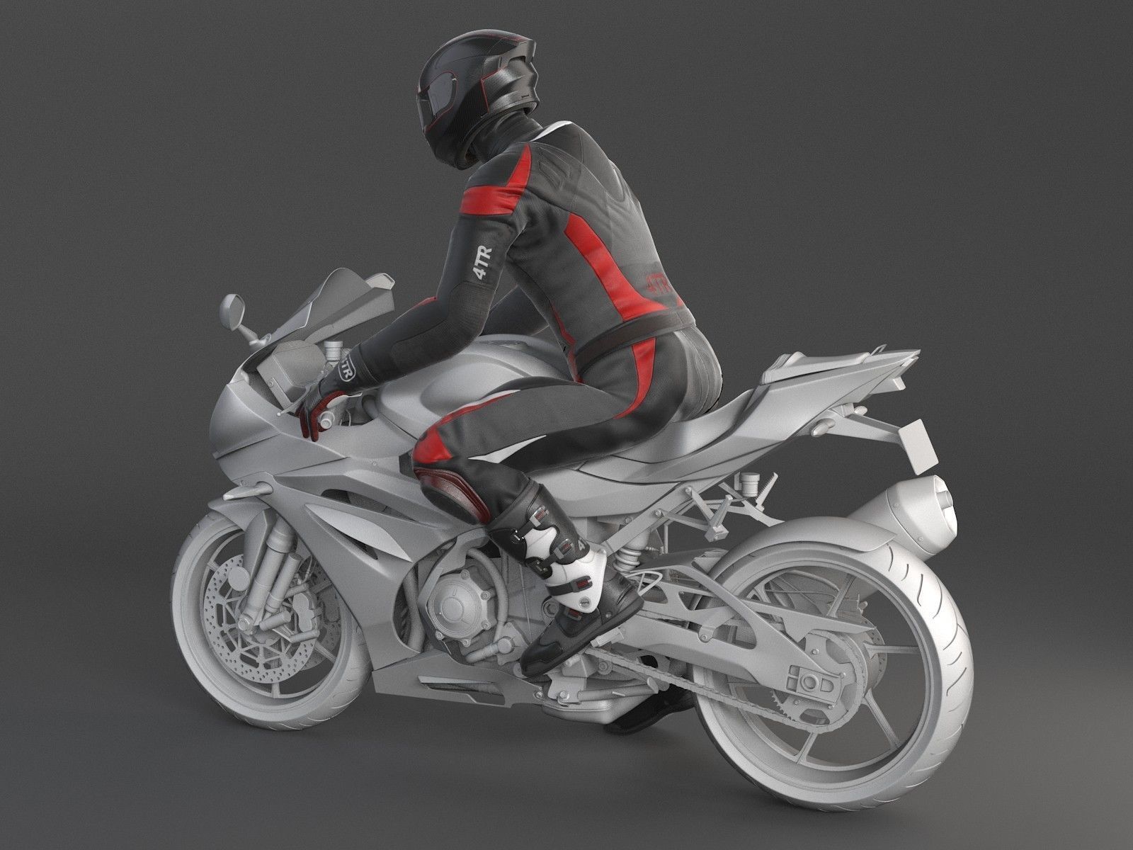 Biker Sport motorcycle rider 3D model_12