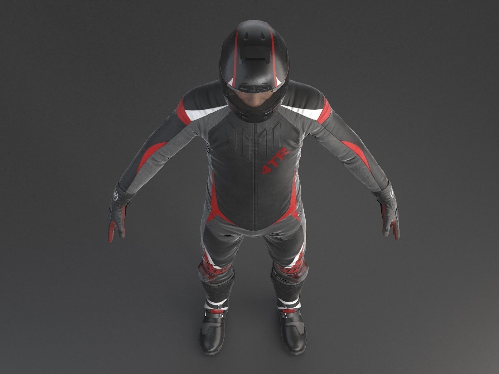 Biker Sport motorcycle rider 3D model_7