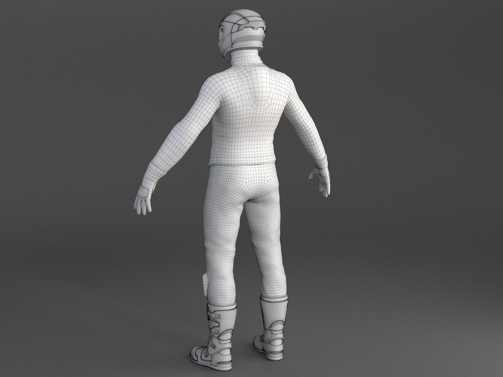 Biker Sport motorcycle rider 3D model_19