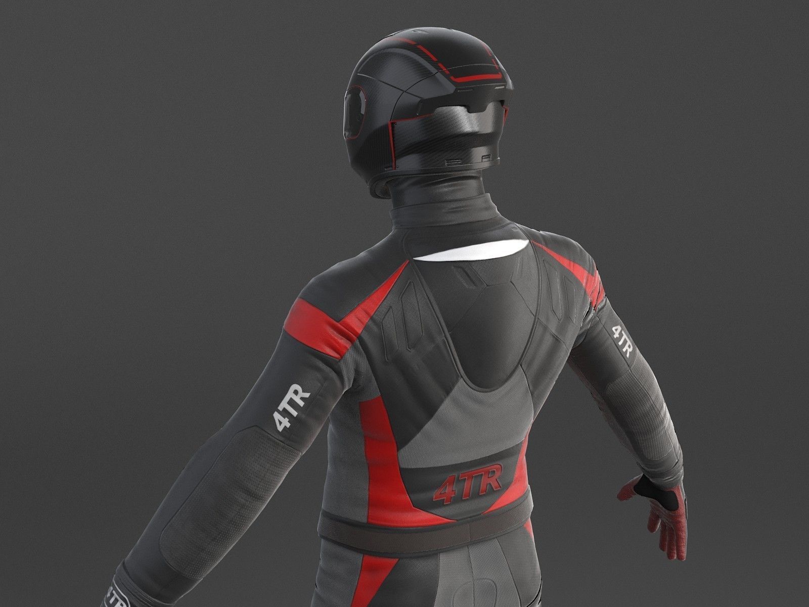 Biker Sport motorcycle rider 3D model_3