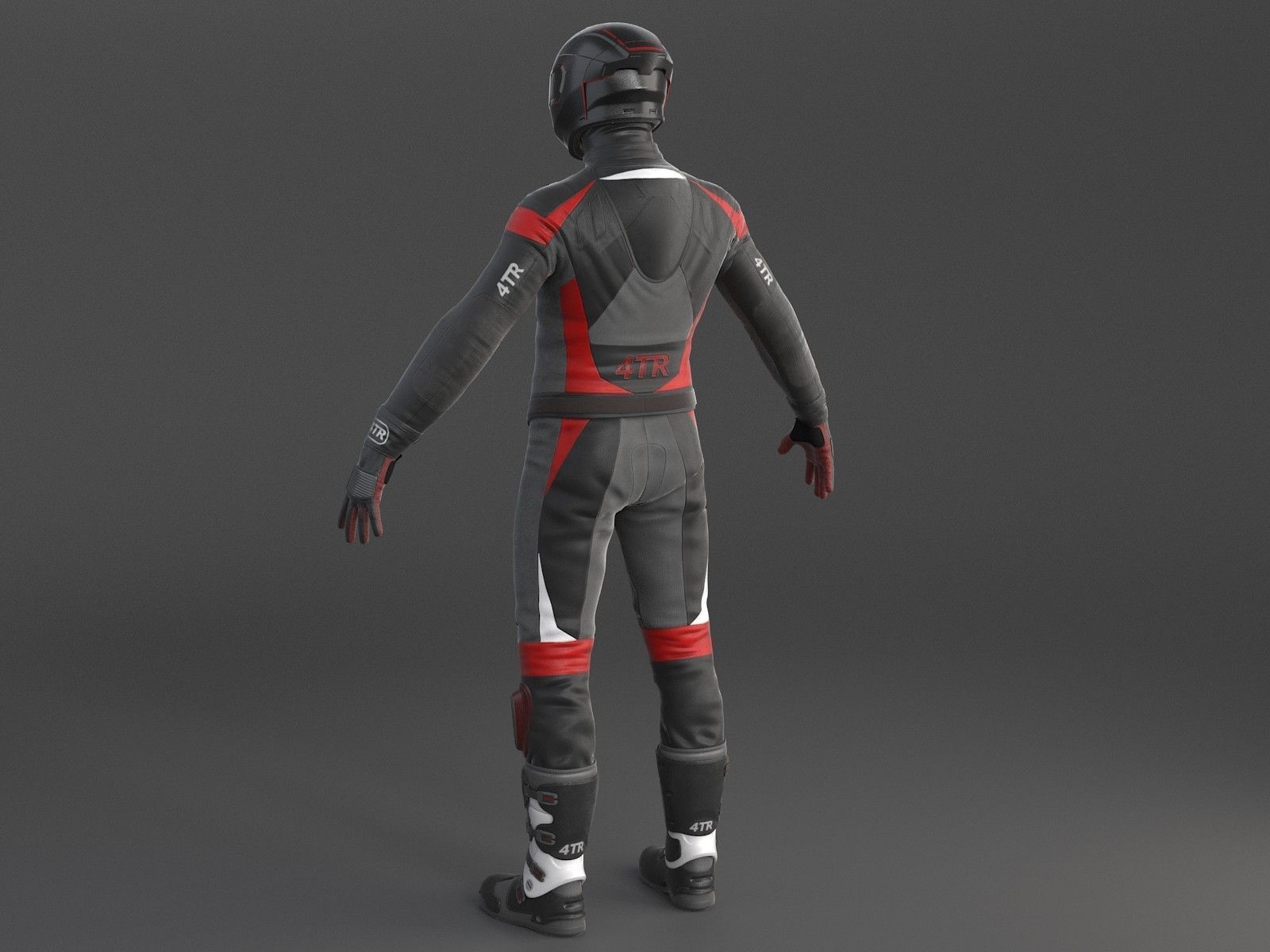 Biker Sport motorcycle rider 3D model_1