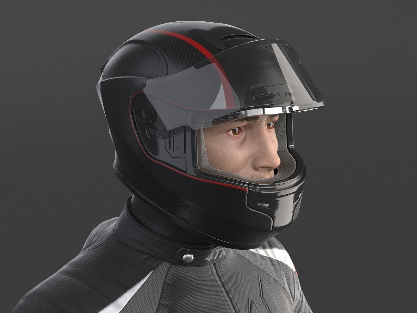 Biker Sport motorcycle rider 3D model_8