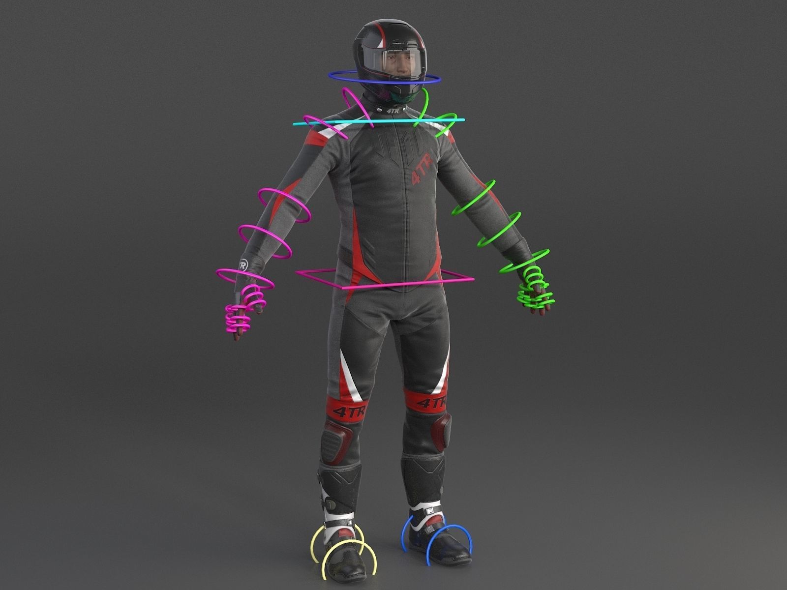 Biker Sport motorcycle rider 3D model_13