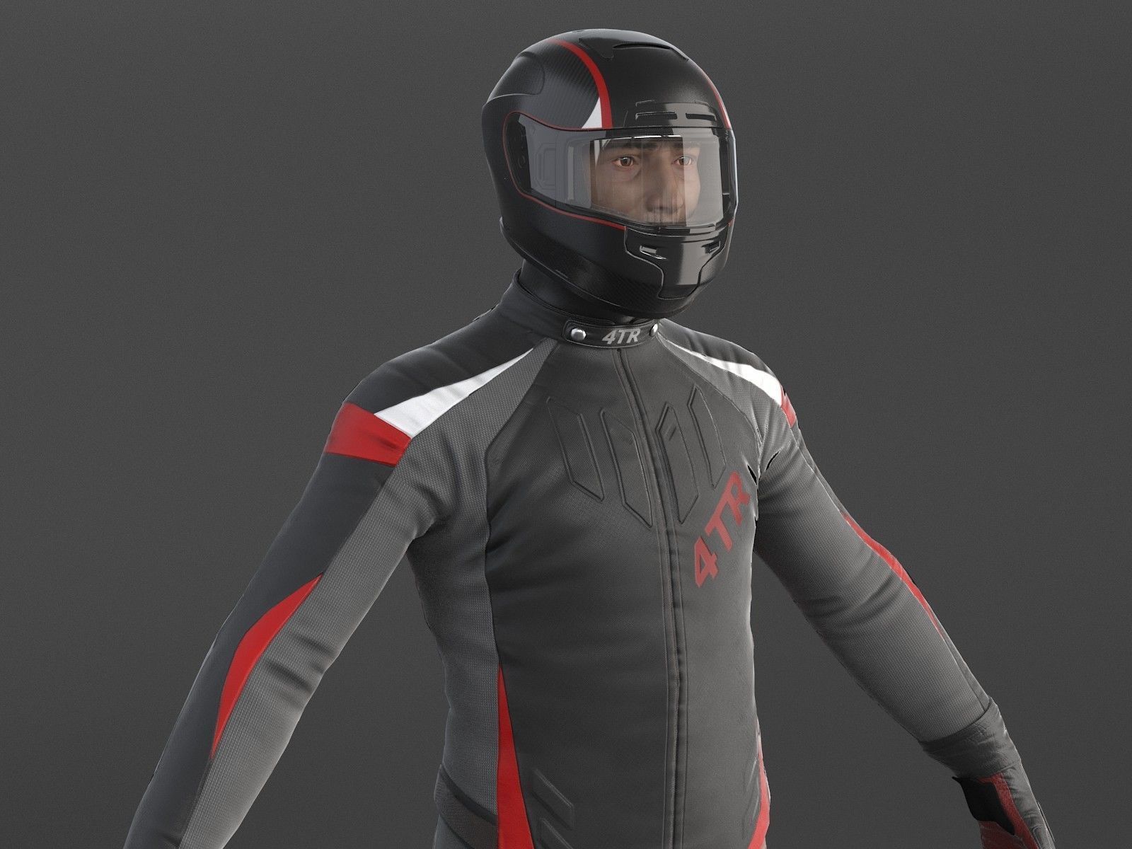 Biker Sport motorcycle rider 3D model_2