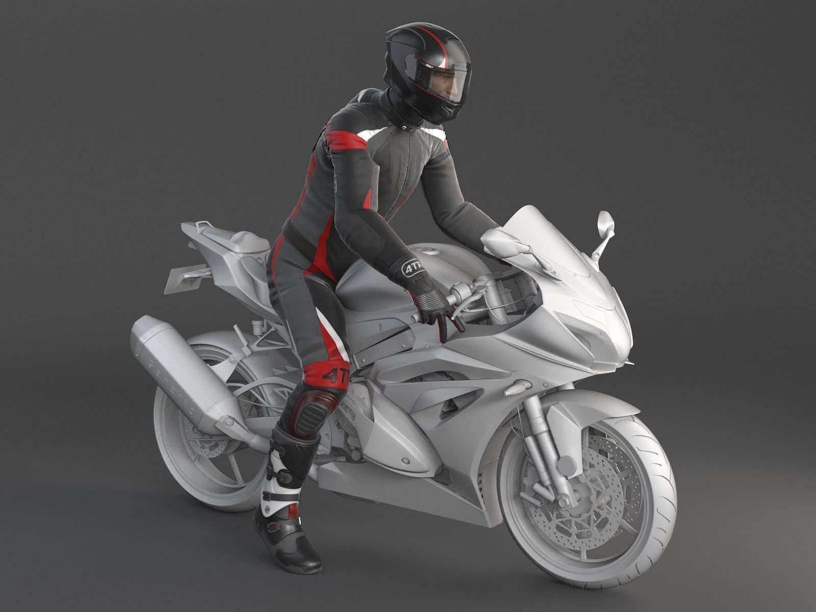 Biker Sport motorcycle rider 3D model_11