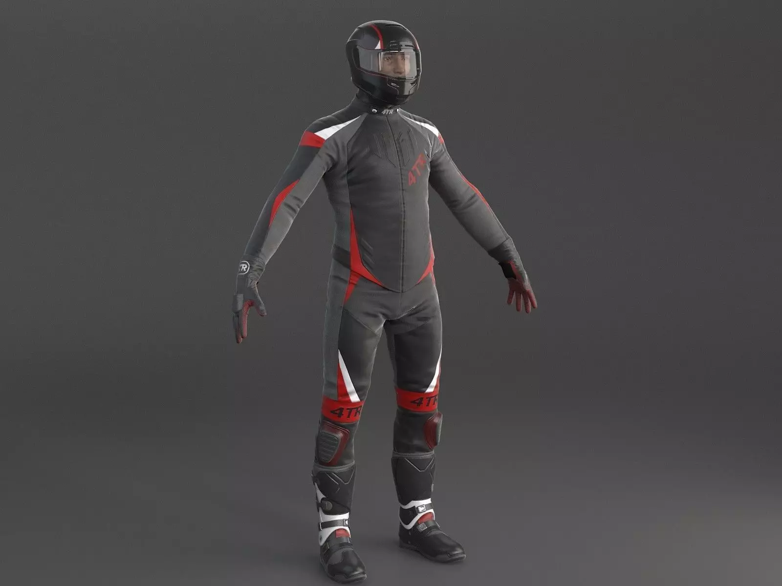 Biker Sport motorcycle rider 3D model_0
