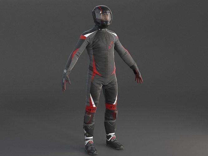 Biker Sport motorcycle rider 3D model