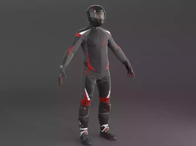 Biker Sport motorcycle rider 3D model
