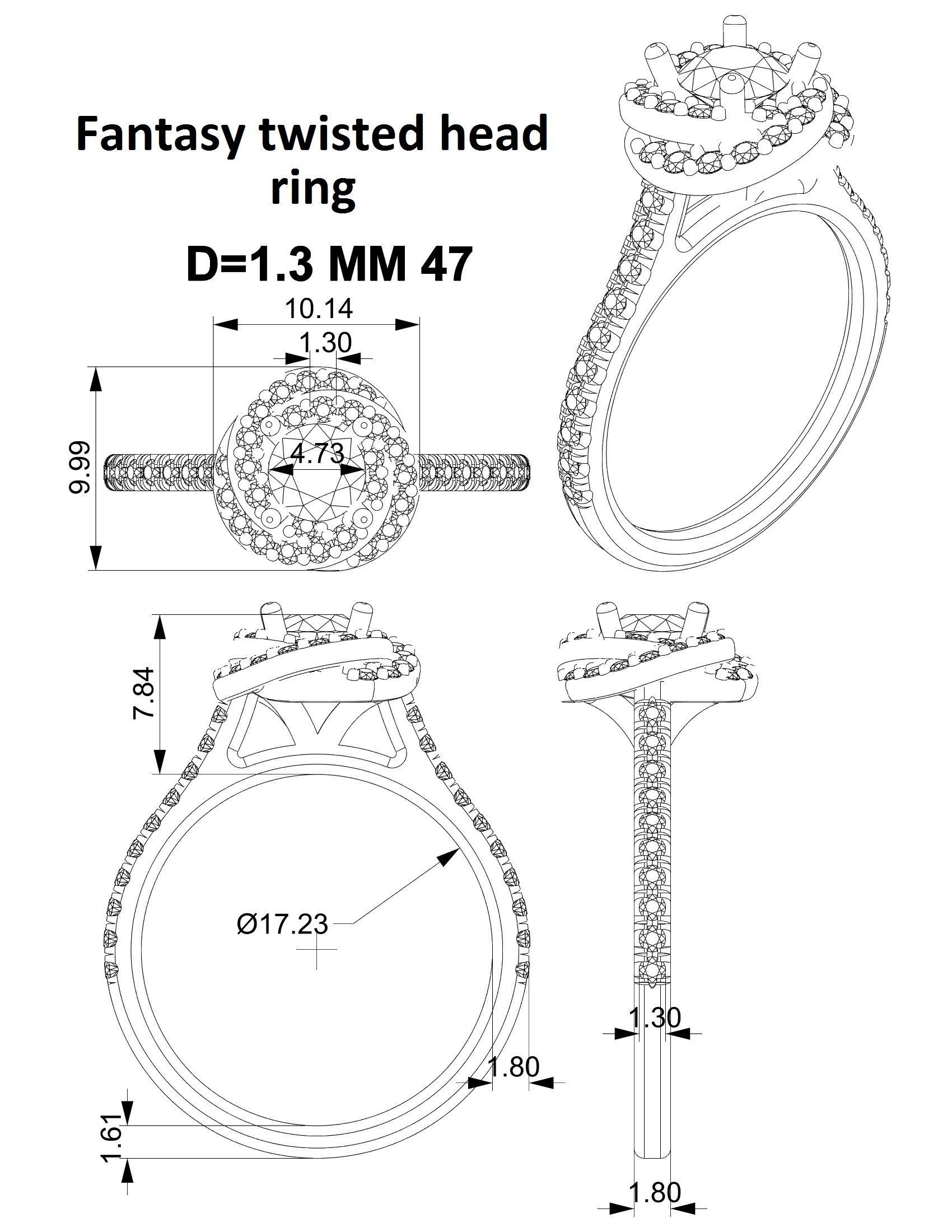 Fantasy twisted head ring 3D print model_2
