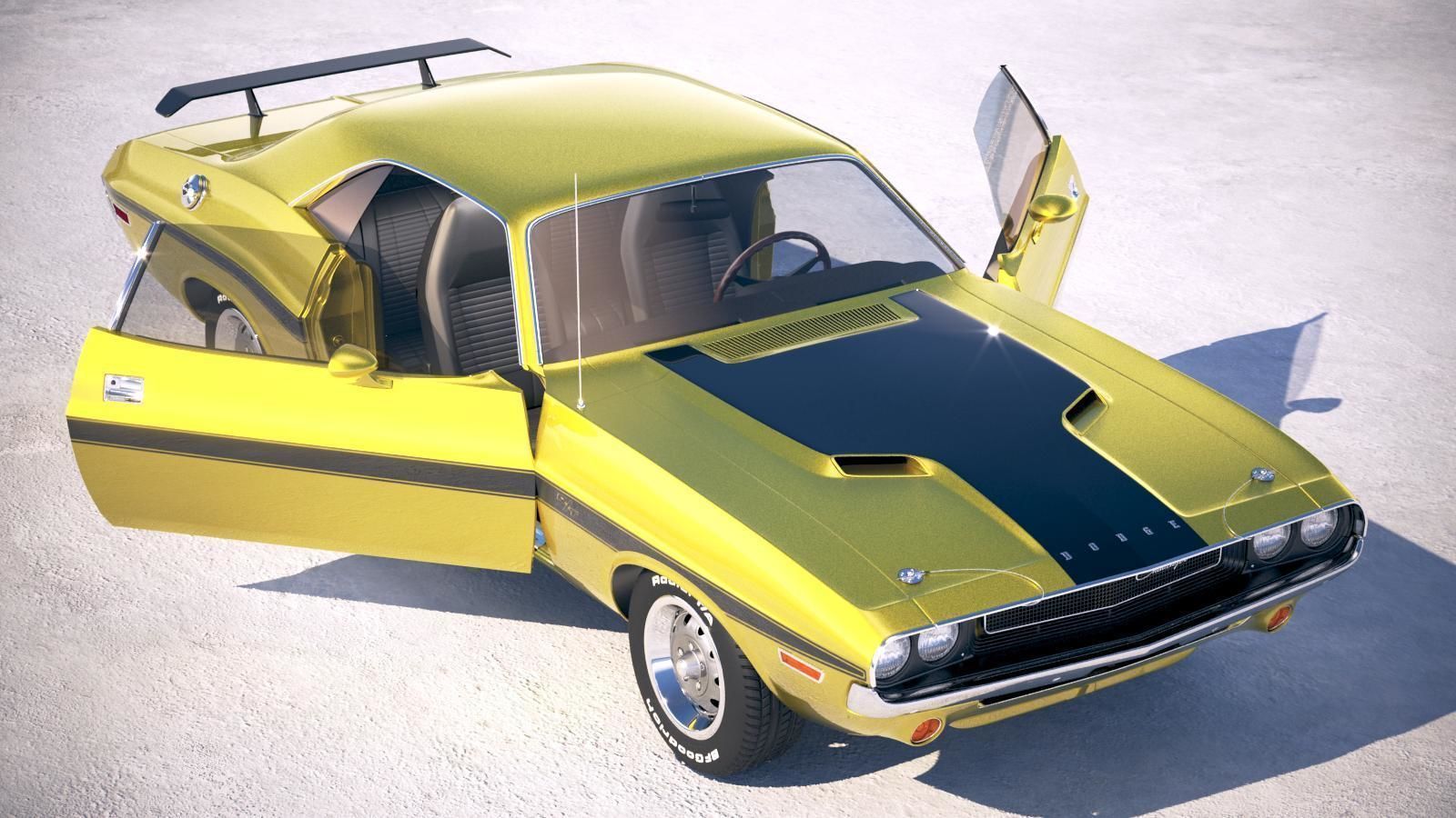 Dodge Challenger 1970 with interior 3D model_19