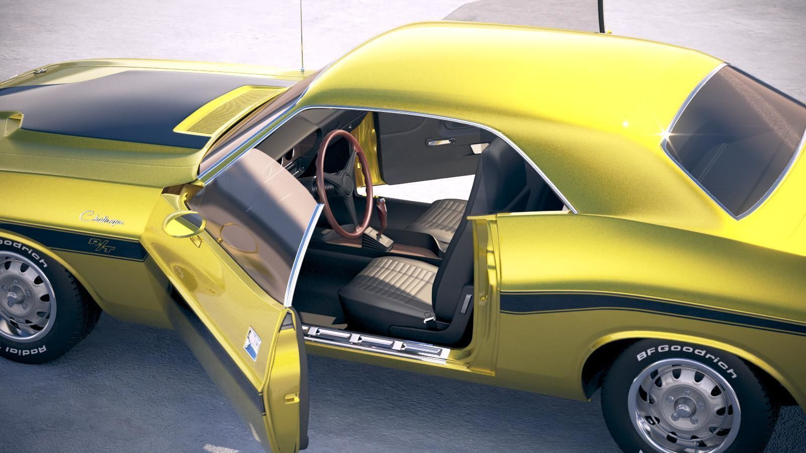 Dodge Challenger 1970 with interior 3D model_20