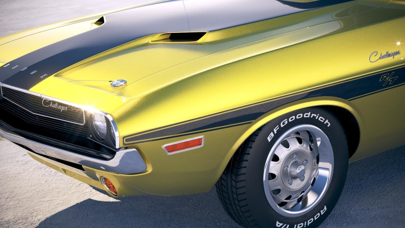 Dodge Challenger 1970 with interior 3D model_2