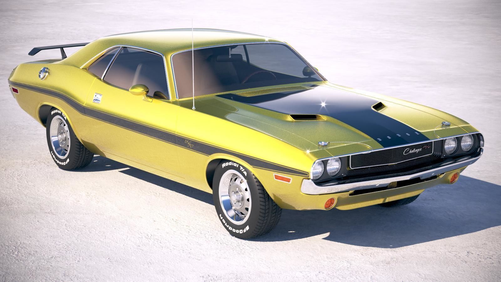 Dodge Challenger 1970 with interior 3D model_11