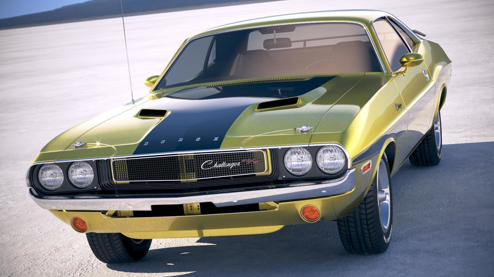 Dodge Challenger 1970 with interior 3D model_1