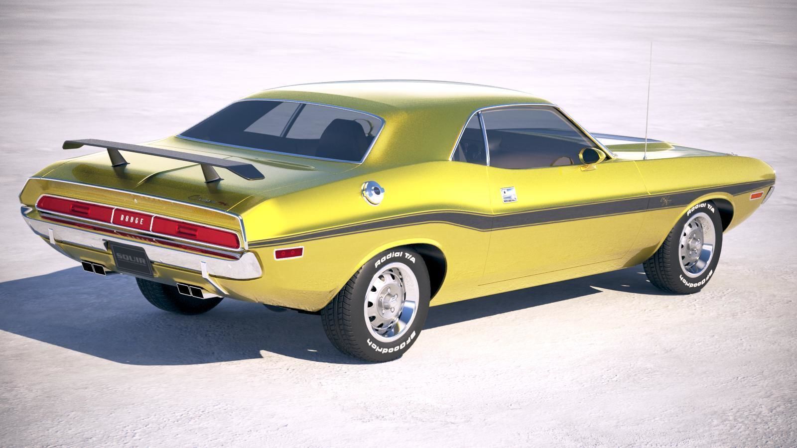 Dodge Challenger 1970 with interior 3D model_4