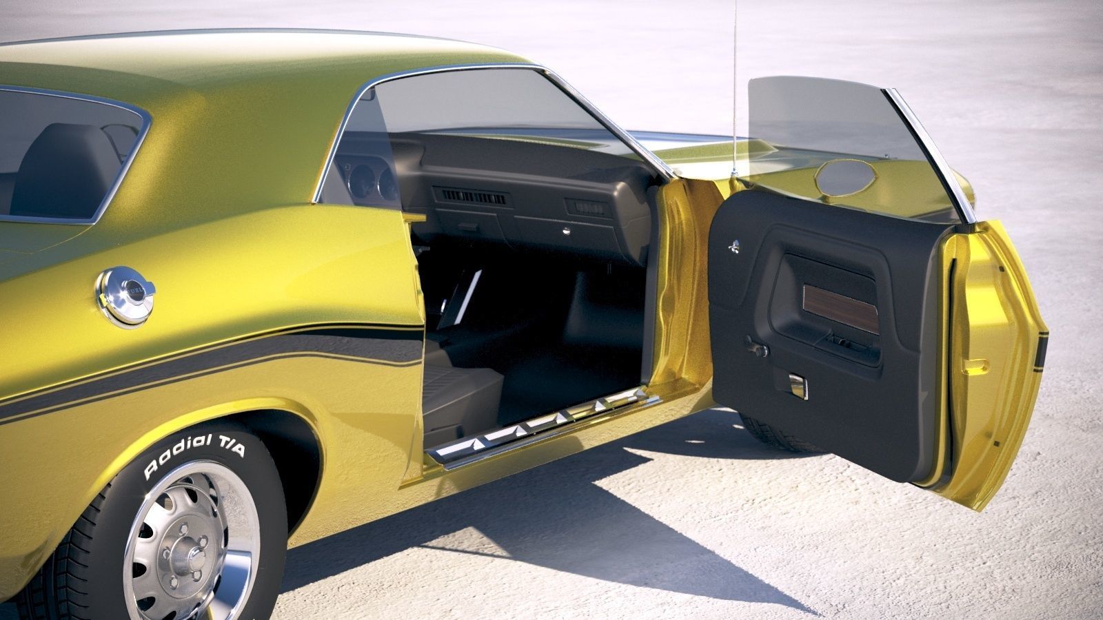 Dodge Challenger 1970 with interior 3D model_18