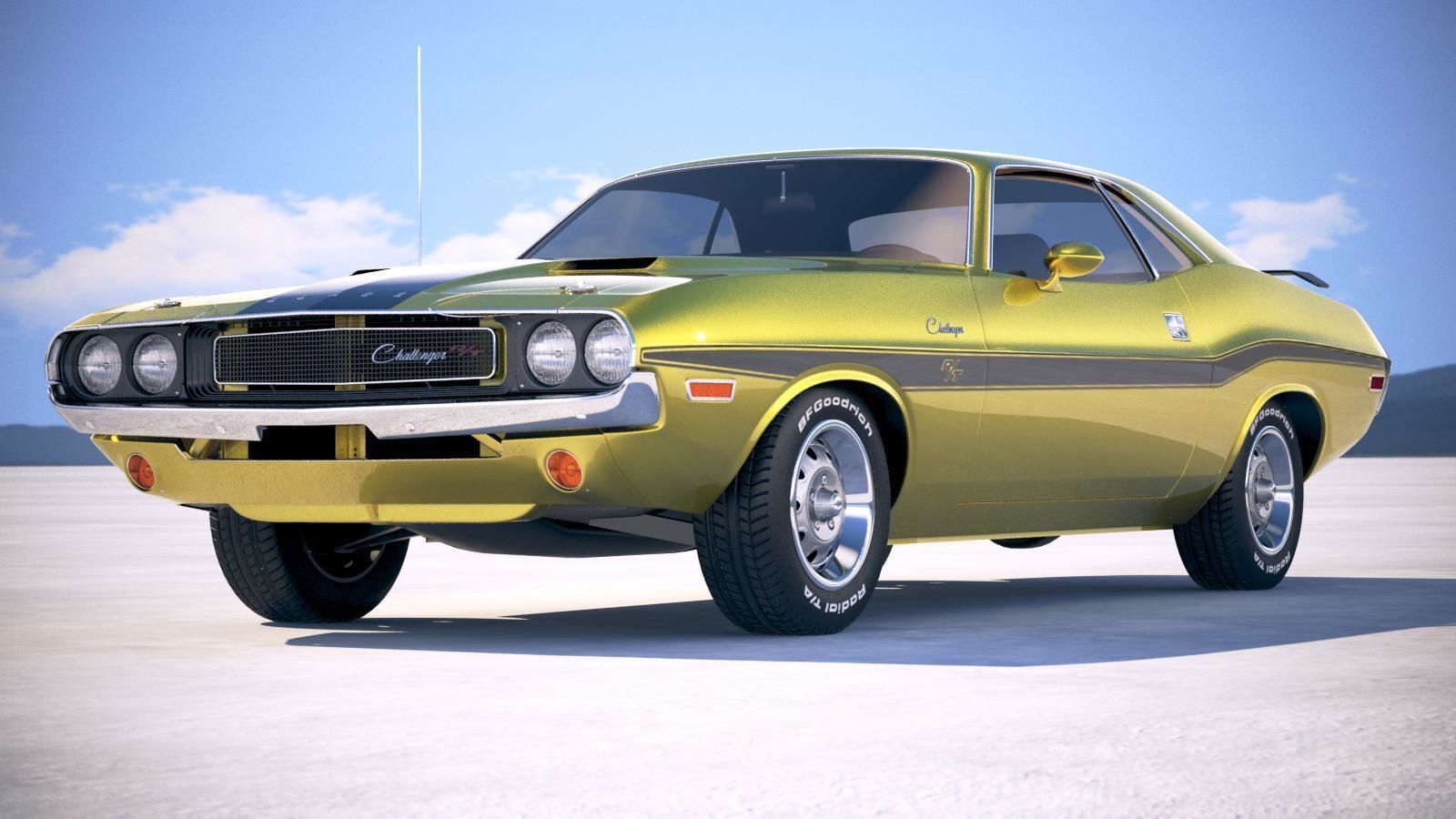 Dodge Challenger 1970 with interior 3D model_12