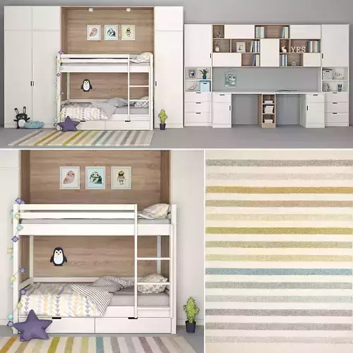 Furniture for childrens room with a decor for two children 