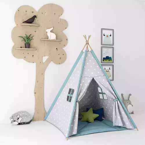 Decorative set with a tent for childrens room  3D model