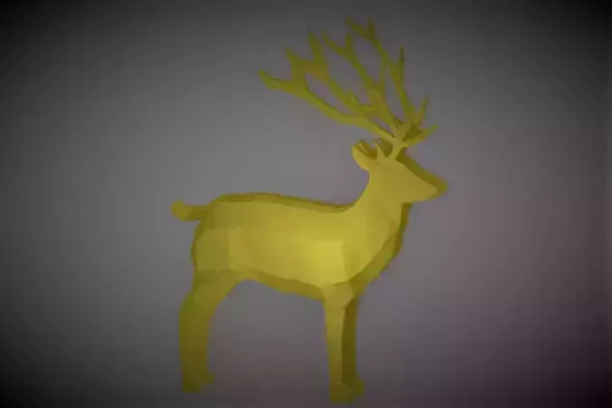 Deer Low-poly 3d Model golden